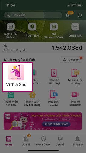 rút tiền ví trả sau momo uy tín